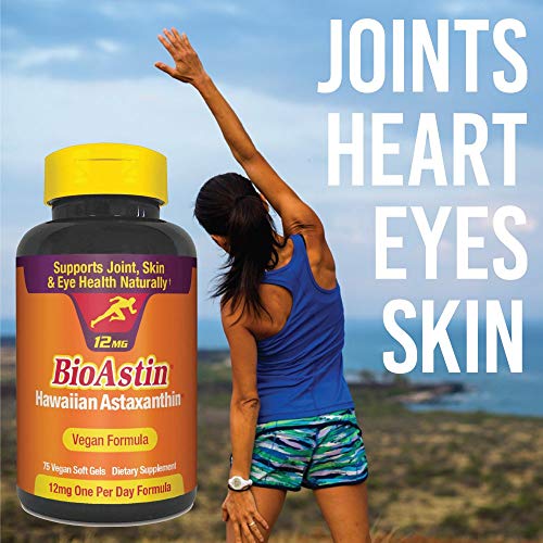 BioAstin Hawaiian Astaxanthin 12mg, 50 Count - Hawaiian Grown Premium Antioxidant - One per day - Sports Nutrition & Immunity Supplement - Supports Eye, Joint & Cardiovascular Health (Shipping Only)