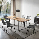 ZckyCine Modern mid-Century Dining Table Dining Table and Chairs for 6 Rectangular Wooden Dining Table Expandable Dining Table Space-Saving Multifunctional Dining Table (Table+6 Brown Chairs)