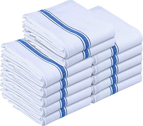 Utopia Towels Dish Towels, 15 x 25 Inches, 100% Ring Spun Cotton Super Absorbent Linen Kitchen Towels, Soft Reusable Cleaning Bar and Tea Towels Set (12 Pack, Blue)