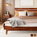 Bme Caden 15" Bed Frame with Adjustable Headboard - Mid Century, Retro Style with Acacia Wood - No Box Spring Needed - Wood Slat Support - Easy Assembly (Caramel, King (U.S. Standard))