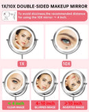 Gospire 1x/10x Magnifying Lighted Makeup Mirror Double Sided Round Standing 360 Degree Swivel Mirror for Shaving Bathroom 7 Inch Diameter