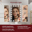 SUPERJARE Vanity Desk, Makeup Vanity with Lighted Mirror, White Desk with Drawers, 35.4 Inches Makeup Vanity Desk with Lights, for Bedroom, White and Gold