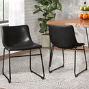 Waleaf Dining Chairs,Faux Leather Dining Chairs Set of 2,18 Inch Kitchen Dining Room Chairs with Backrest and Metal Leg,Mid Century Modern Armless Chair,Upholstered Seat