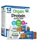 Orgain Organic Vegan Protein Bars, Peanut Butter - 10g Plant Based Protein, Gluten Free Snack Bar, Low Sugar, Dairy Free, Soy Free, Lactose Free, Non GMO, 1.41 Oz (12 Count)