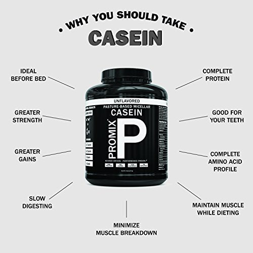 100% Casein Protein Powder I PROMIX Unflavored Micellar I USA Pastures I ONLY 1 Ingredient I Stimulate Muscle Growth & Recovery Slow Release Amino I Preservative Free Keto Bulk 5LB- No Soy, Gluten