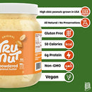 Tru-Nut Peanut Butter Powder - Made with Natural Ingredients - Vegan, Low Carb, Gluten Free, Non GMO - Low Calorie Peanut Butter Protein Powder - Peanut Butter Flavor, 30oz