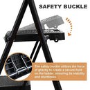 HBTower 3 Step Ladder, Folding Step Stool with Wide Anti-Slip Pedal, 500lbs Sturdy Steel Ladder, Convenient Handgrip, Lightweight, Portable Steel Step Stool, Black