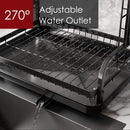 Sakugi Dish Drying Rack for Countertop - Rustproof Dish Rack, Space-Saving & Multipurpose Drying Rack for Kitchen Counter with Utensil Holder, Large-Capacity 2-Tier Dish Drying Rack, Black