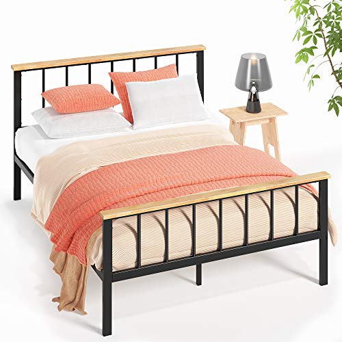ZINUS Paul Metal and Bamboo Platform Bed Frame, Wood Slat Support, No Box Spring Needed, Easy Assembly, King