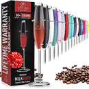 Powerful Milk Frother Foam Maker for Lattes - Whisk Drink Mixer for Coffee, Cappuccino, Frappe, Matcha, Hot Chocolate (Black)