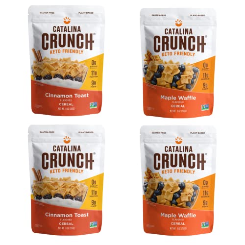 Catalina Crunch Keto Cereal Variety Pack Cinnamon Toast & Dark Chocolate (2 Flavors), 9oz bags | Low Carb, Zero Sugar, Gluten & Grain Free, Fiber | Keto Snacks, Vegan Snacks, Protein Snacks | Breakfast Protein Cereal | Keto Friendly Foods