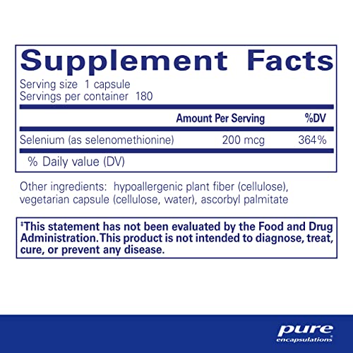 Pure Encapsulations Selenium (Selenomethionine) | Antioxidant Supplement for Immune System, Collagen and Thyroid Support* | 60 Capsules