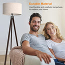 LEPOWER Wood Tripod Floor Lamp, Mid Century Standing Reading Light for Living Room, Bedroom, Study Room and Office, Modern Design, Flaxen Shade with E26 Base (Walnut)