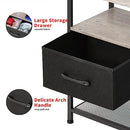 LAKEMID Nightstands Set of 2 with Charging Station and Drawer, End Table Bedside Table with 20 Colors LED Light Strip and 2 Layers Shelf for Bedroom Living Room Sofa (Rustic Brown)