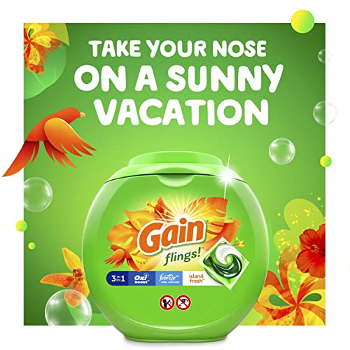 Gain flings! Laundry Detergent Soap Pods plus Aroma Boost, Island Fresh Scent, HE Compatible, 81 Count (Packaging May Vary)