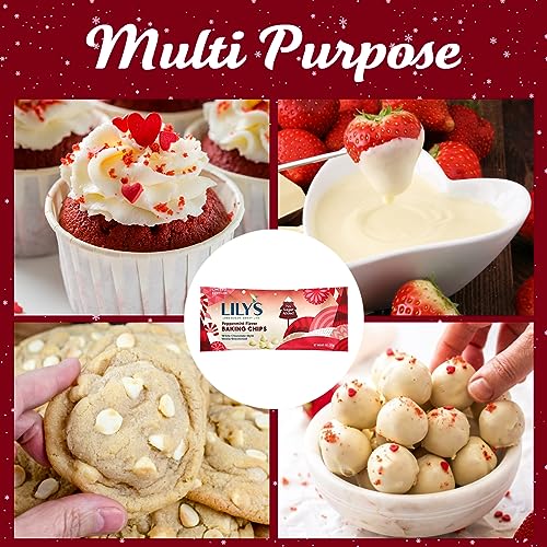 Lily’s Peppermint Baking Chips Bags, Delicious Peppermint Flavor White Chocolate Style Stevia Sweetened Bites Gluten Free & No Sugar Added, Delicious Christmas Indulgence Homemade Confection, 3 Count