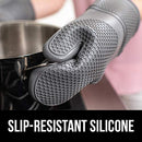 Gorilla Grip Heat and Slip Resistant Silicone Oven Mitts Set, Soft Cotton Lining, Waterproof, BPA-Free, Long Flexible Thick Gloves for Cooking, Kitchen Mitt Potholders, 12.5 in, Black
