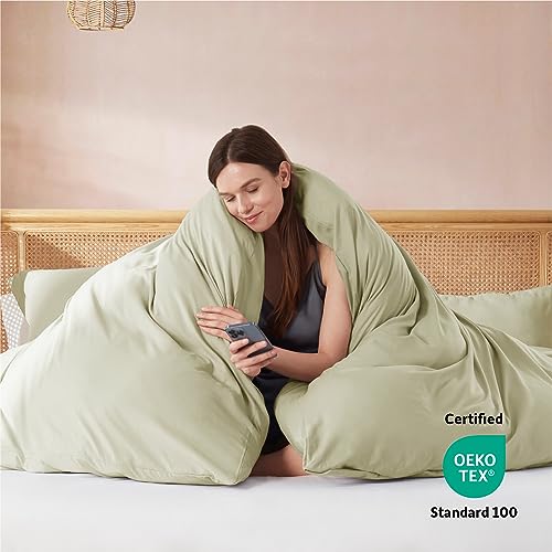 Nestl Twin Duvet Cover - Soft Double Brushed Light Sage Duvet Cover Twin/Twin XL, 2 Piece, with Button Closure, Duvet Cover 68x90 inches