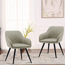 annjoe Faux Leather Accent Arm Chairs for Living Room Leisures/ Upholstered Chair with Metal Legs Set of 2 for Home Kitchen Office Bistro Cafe, Brown