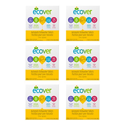 Ecover Automatic Dishwasher Soap Tablets, Citrus, 25 Count (Pack of 6) - Packaging May Vary