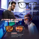 livho 2 Pack Blue Light Blocking Glasses, Computer Reading/Gaming/TV/Phones Glasses for Women Men,Anti Eyestrain & UV Glare (*B1 Light Blcak+Clear, Clear)