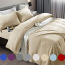 SONORO KATE Bed Sheet Set Super Soft Microfiber 1800 Thread Count Luxury Egyptian Sheets Fit 18-24 Inch Deep Pocket Mattress Wrinkle-6 Piece (Beige, Queen)