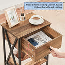 VECELO Modern Versatile Nightstands X-Design Side End Table Night Stand Storage Shelf with Bin Drawer for Living Room Bedroom, Set of 2 (Brown)