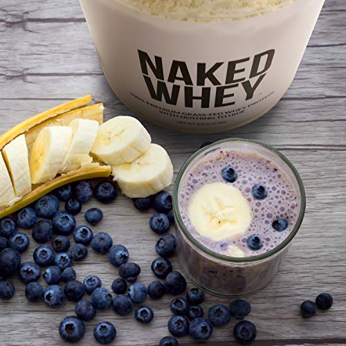 Naked WHEY 5LB 100% Grass Fed Unflavored Whey Protein Powder - US Farms, Only 1 Ingredient, Undenatured - No GMO, Soy or Gluten - No Preservatives - Promote Muscle Growth and Recovery - 76 Servings