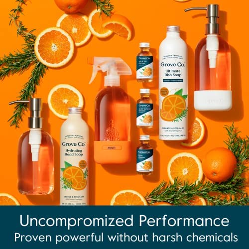 Grove Co. Ultimate Dish Soap Refills (3 x 16 Fl Oz) Removes 48-hr Stuck-on Food and Grease, Plastic Free Cleaning Products, 100% Natural Lavender Blossom & Thyme Fragrance