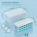 DOQAUS Ice Cube Tray with Lid and Bin, 4 Pack Silicone Plastic Ice Cube Trays for Freezer with Ice Box, Ice Trays with Ice Container, Stackable Ice Tray with Storage Ice Bucket,Ice Tong,Ice Scoop