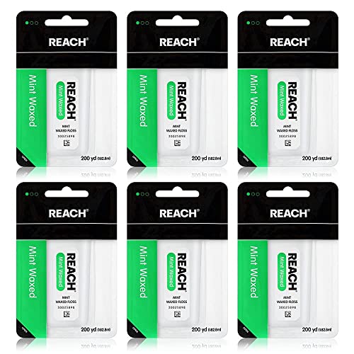Reach Waxed Dental Floss Bundle | Effective Plaque Removal, Extra Wide Cleaning Surface | Shred Resistance & Tension, Slides Smoothly & Easily , PFAS FREE | Cinnamon Flavored, 55 Yard (Pack of 6)
