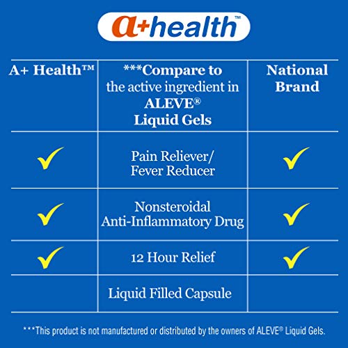 A+Health Naproxen Sodium 220 Mg Liquid Gels, Pain Reliever/Fever Reducer (NSAID), Made in USA, 180 Count