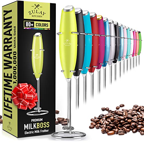 Powerful Milk Frother Foam Maker for Lattes - Whisk Drink Mixer for Coffee, Cappuccino, Frappe, Matcha, Hot Chocolate (Black)
