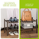 BMOSU 2-Tier Bamboo Shoe Rack Premium Stackable Shoe Shelf Storage Organizer for Hallway Closet Living Room Entryway Organizer (Natural Bamboo)