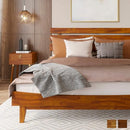 Bme Caden 15" Bed Frame with Adjustable Headboard - Mid Century, Retro Style with Acacia Wood - No Box Spring Needed - Wood Slat Support - Easy Assembly (Caramel, King (U.S. Standard))