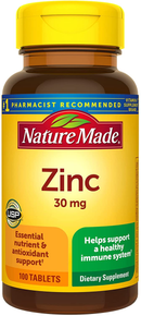 Nature Made Zinc 30 Mg Tablets, 100 Count for Immune System Support