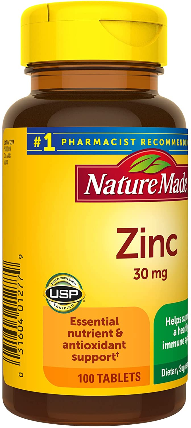 Nature Made Zinc 30 Mg Tablets, 100 Count for Immune System Support