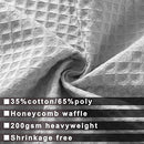 Hotel Style Cotton Shower Curtain with Snap-in Fabric Liner, Mesh Window Top, Honeycomb Waffle Weave Cotton Blend Fabric, Washable, White, 72x72 Inches