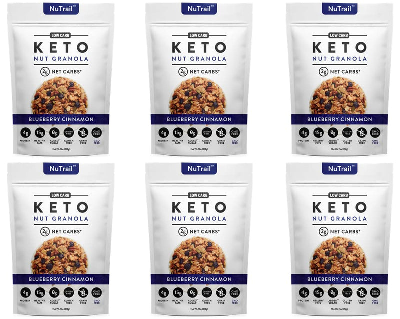 NuTrail - Keto Blueberry Nut Granola Healthy Breakfast Cereal - Low Carb Snack Food - 2g Net Carbs - Almonds, Pecans, Coconut and more 11 oz 1 Count