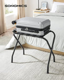 SONGMICS Luggage Rack, Pack of 2, Luggage Racks for Guest Room, Suitcase Stand, Steel Frame, Foldable, for Bedroom, Black URLR64B-2