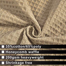 Hotel Style Cotton Shower Curtain with Snap-in Fabric Liner, Mesh Window Top, Honeycomb Waffle Weave Cotton Blend Fabric, Washable, White, 72x72 Inches