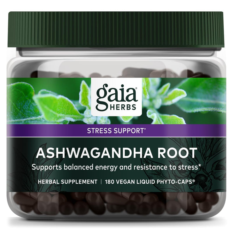 Gaia Herbs, Ashwagandha Root Vegan Liquid Phyto Capsules - Stress Relief, Immune Support Supplement, Balanced Energy Levels and Mood, 60-Count (Pack of 1)