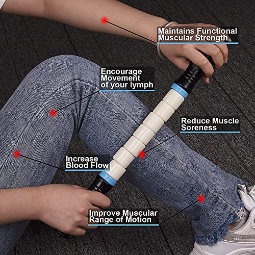 Premium Muscle Roller The Ultimate Massage Roller Stick 17 Inches Recommended by Physical Therapists Promotes Recovery Fast Relief for Cramps Soreness Tight Muscles (Black)
