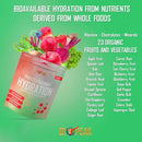 HYDRATE-PERFECTLY BALANCED HYDRATION | Organic Whole Foods | Electrolytes, Probiotics, Antioxidants, Vitamins, Minerals | Keto Friendly 15 Packets