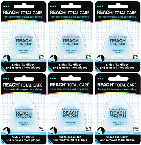 Reach Waxed Dental Floss Bundle | Effective Plaque Removal, Extra Wide Cleaning Surface | Shred Resistance & Tension, Slides Smoothly & Easily , PFAS FREE | Cinnamon Flavored, 55 Yard (Pack of 6)