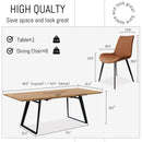 ZckyCine Modern mid-Century Dining Table Dining Table and Chairs for 6 Rectangular Wooden Dining Table Expandable Dining Table Space-Saving Multifunctional Dining Table (Table+6 Brown Chairs)