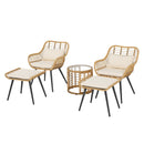 JOIVI 3 Piece Outdoor Wicker Furniture Bistro Set, Patio Rattan Conversation Set with Round Glass Top Coffee Side Table, Cushions and Lumbar Pillows for Porch, Backyard, Deck