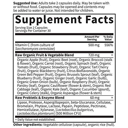 Garden of Life Vitamin C - Vitamin Code Raw Vitamin C - 120 Vegan Capsules, 500mg Whole Food Vitamin C with Bioflavonoids, Fruits & Veggies, Probiotics, Gluten Free Vitamin C Supplements for Adults (Shipping Only)