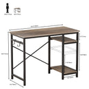 Engriy Writing Computer Desk 47", Home Office Study Desk with 2 Storage Shelves on Left or Right Side, Industrial Simple Style Wood Table Metal Frame for PC Laptop Notebook