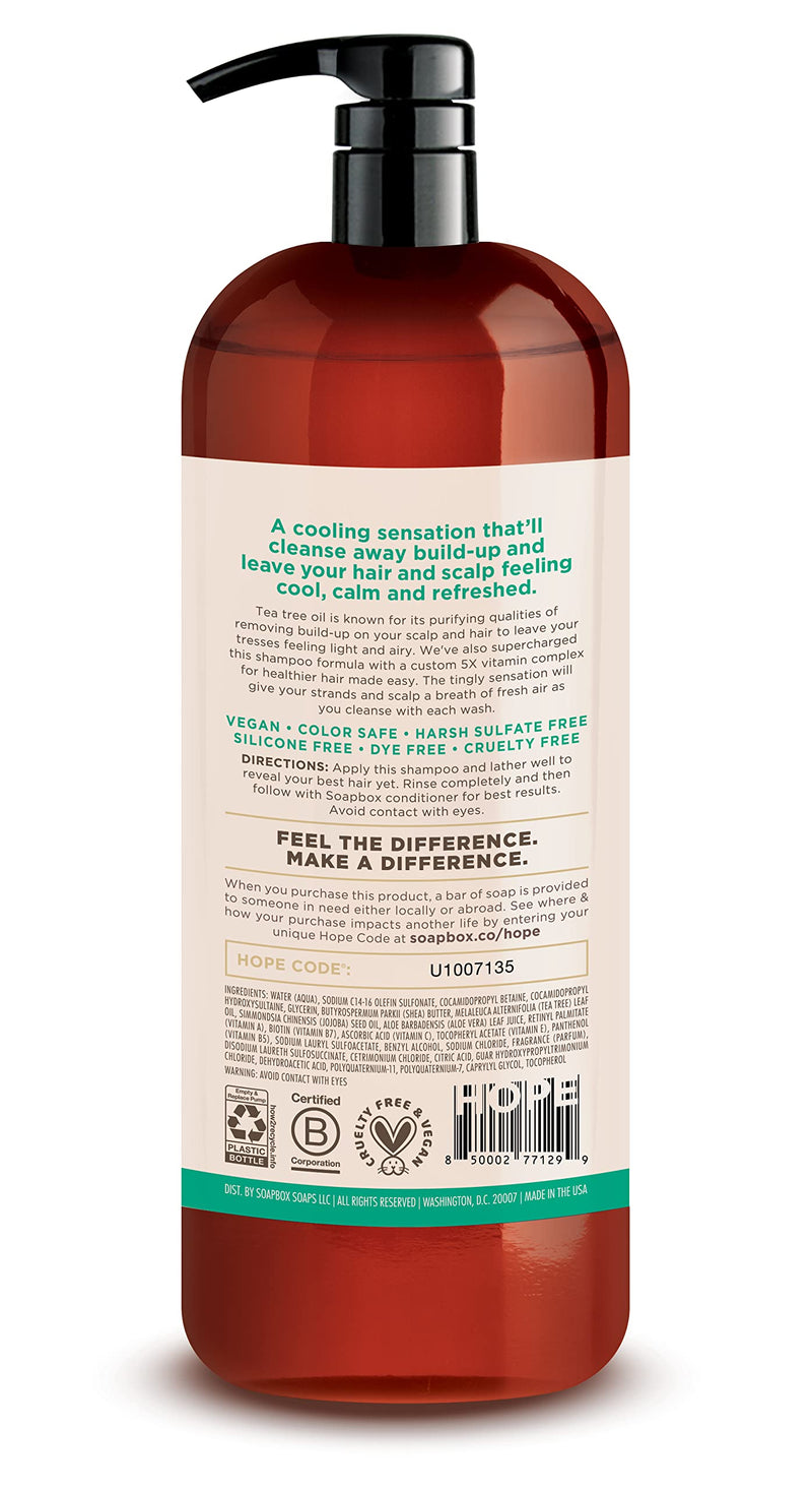 Soapbox Coconut Oil Shampoo, Sulfate Free, Paraben Free, Silicone Free, Color Safe, and Vegan Hair Shampoo (33.8 Ounces)